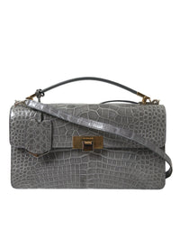Borsa a mano Balenciaga in pelle esotica grigia di medie dimensioni con tracolla