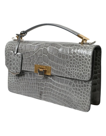 Borsa a mano Balenciaga in pelle esotica grigia di medie dimensioni con tracolla