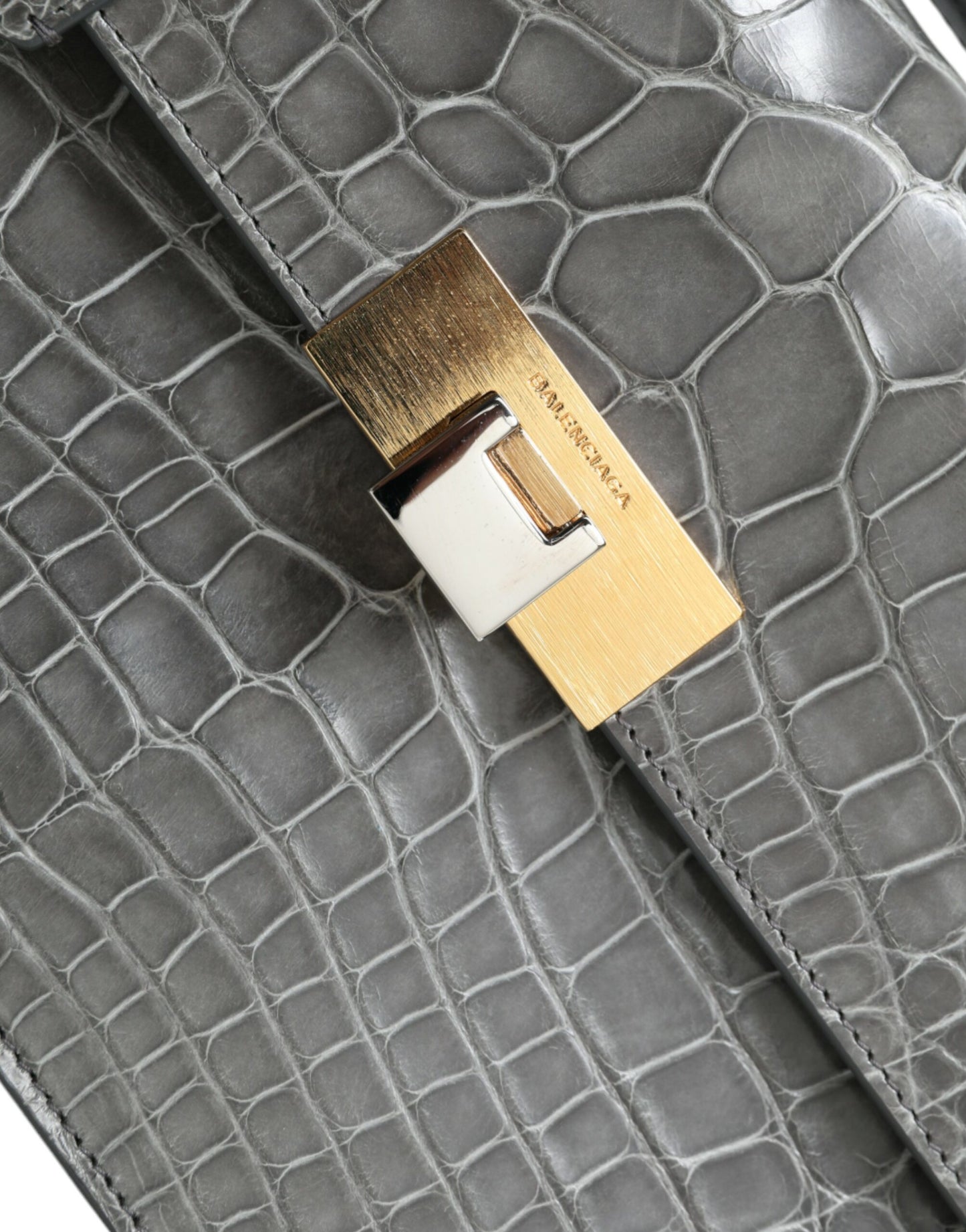Borsa a mano Balenciaga in pelle esotica grigia di medie dimensioni con tracolla