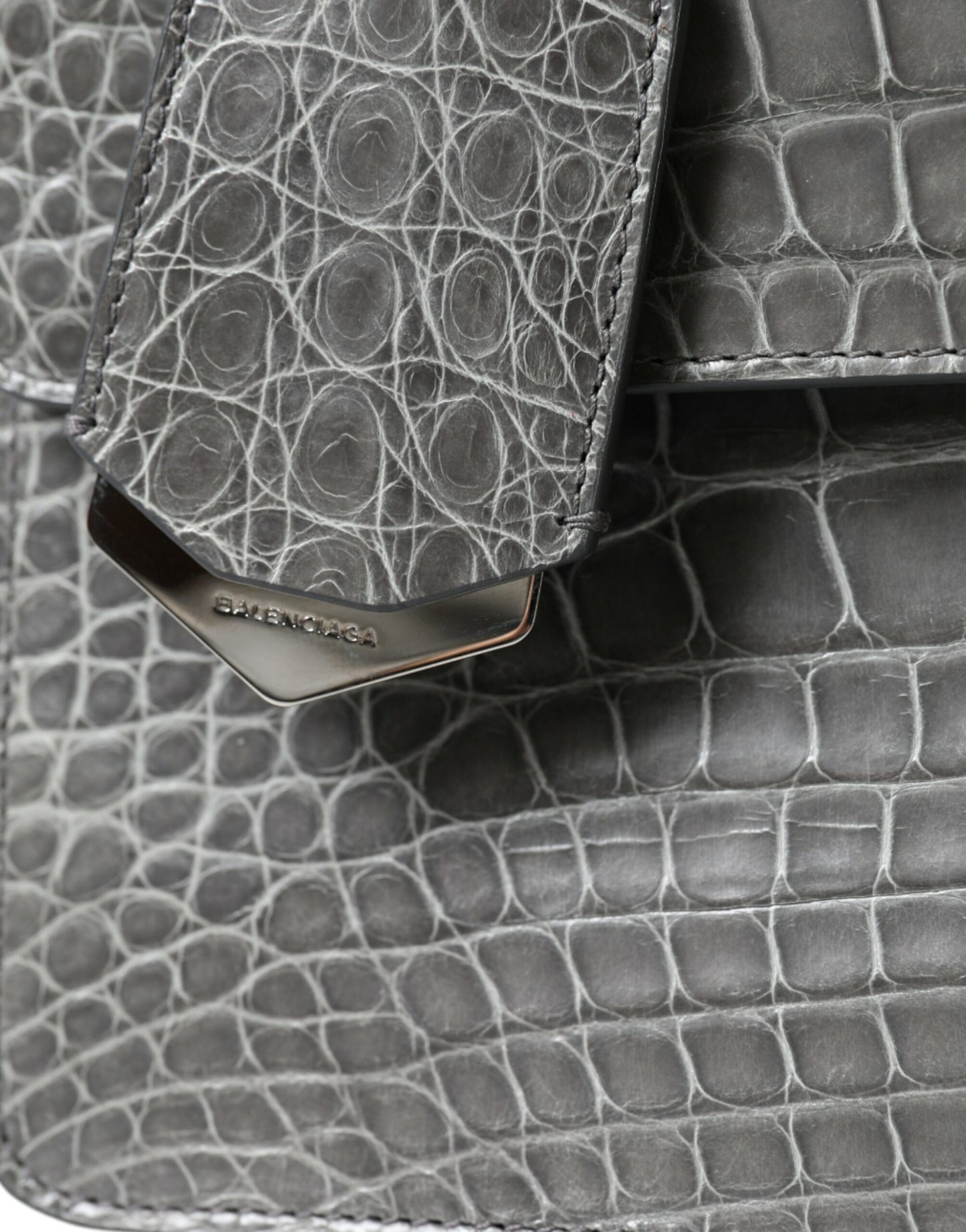 Borsa a mano Balenciaga in pelle esotica grigia di medie dimensioni con tracolla