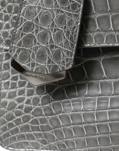 Borsa a mano Balenciaga in pelle esotica grigia di medie dimensioni con tracolla