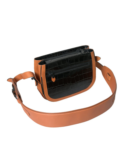 Borsa a tracolla con tracolla Balenciaga in pelle esotica nera e marrone