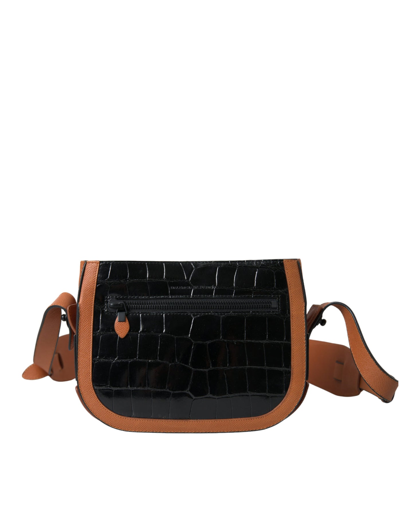Borsa a tracolla con tracolla Balenciaga in pelle esotica nera e marrone