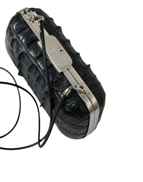 Balenciaga svart axel- och crossbodyväska i exotiskt läder med boxklutchform