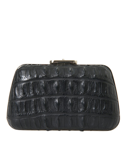 Balenciaga Black Exotic Skin Leather Shoulder Crossbody Box Clutch Bag