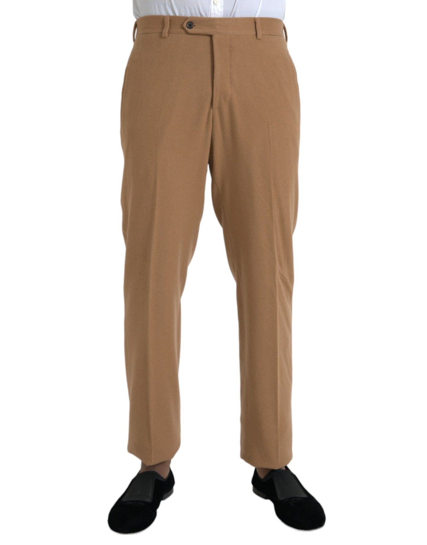 Pantalon habillé Prada beige cachemire pour homme, coupe droite