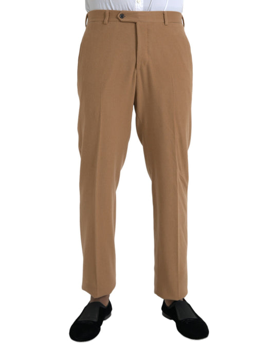Pantaloni eleganti da uomo in cashmere beige Prada dal taglio dritto