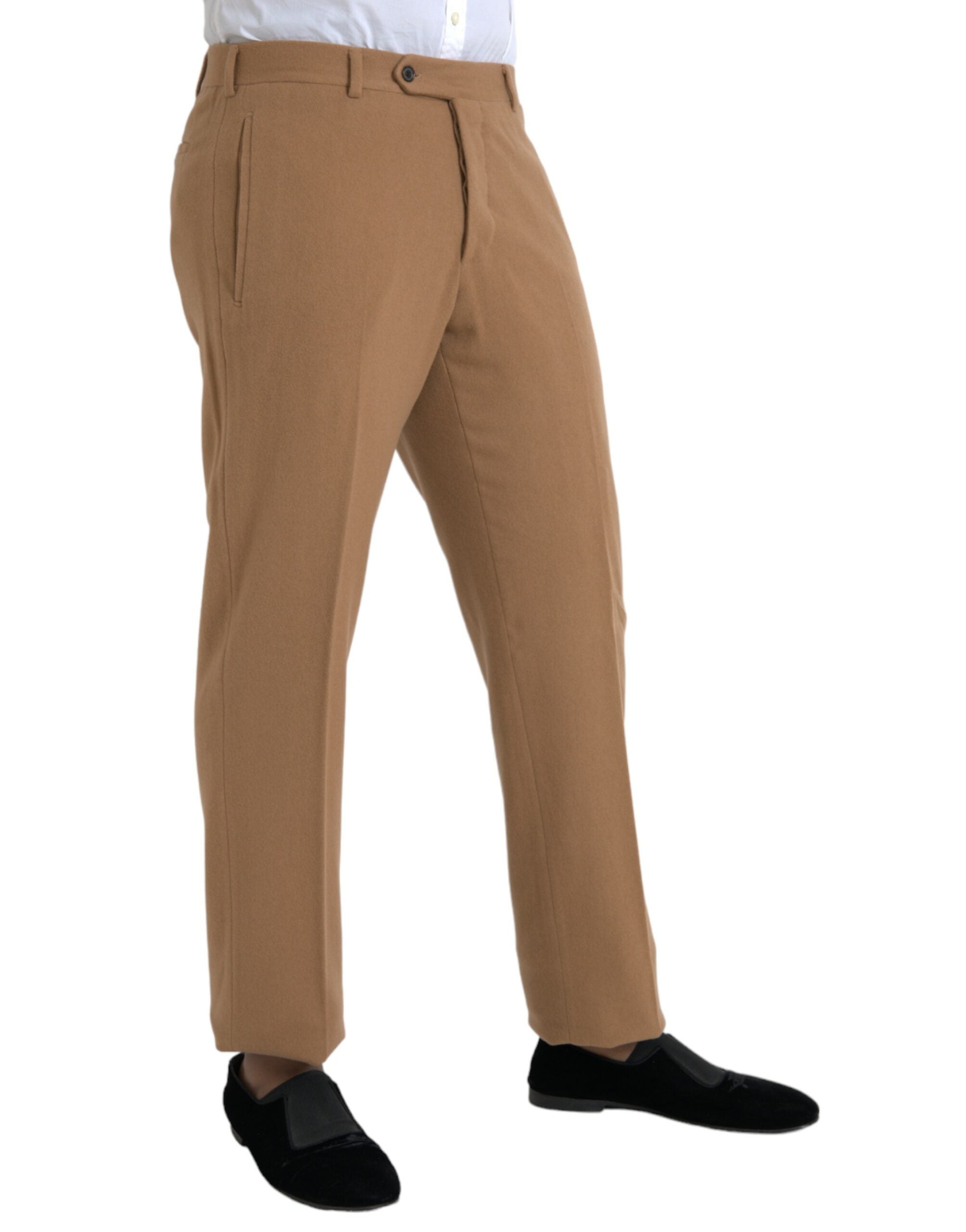 Pantalon habillé Prada beige cachemire pour homme, coupe droite