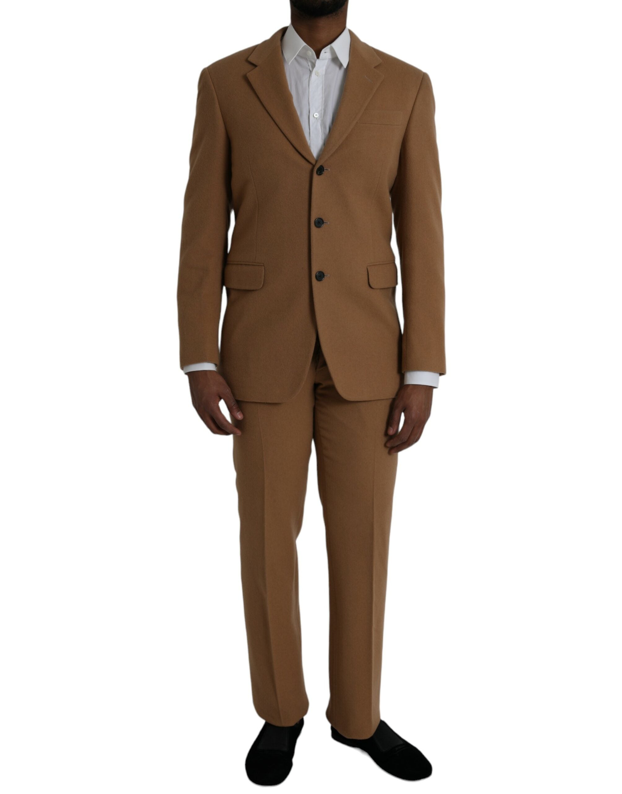 Costume deux pièces Prada en cachemire marron à simple boutonnage