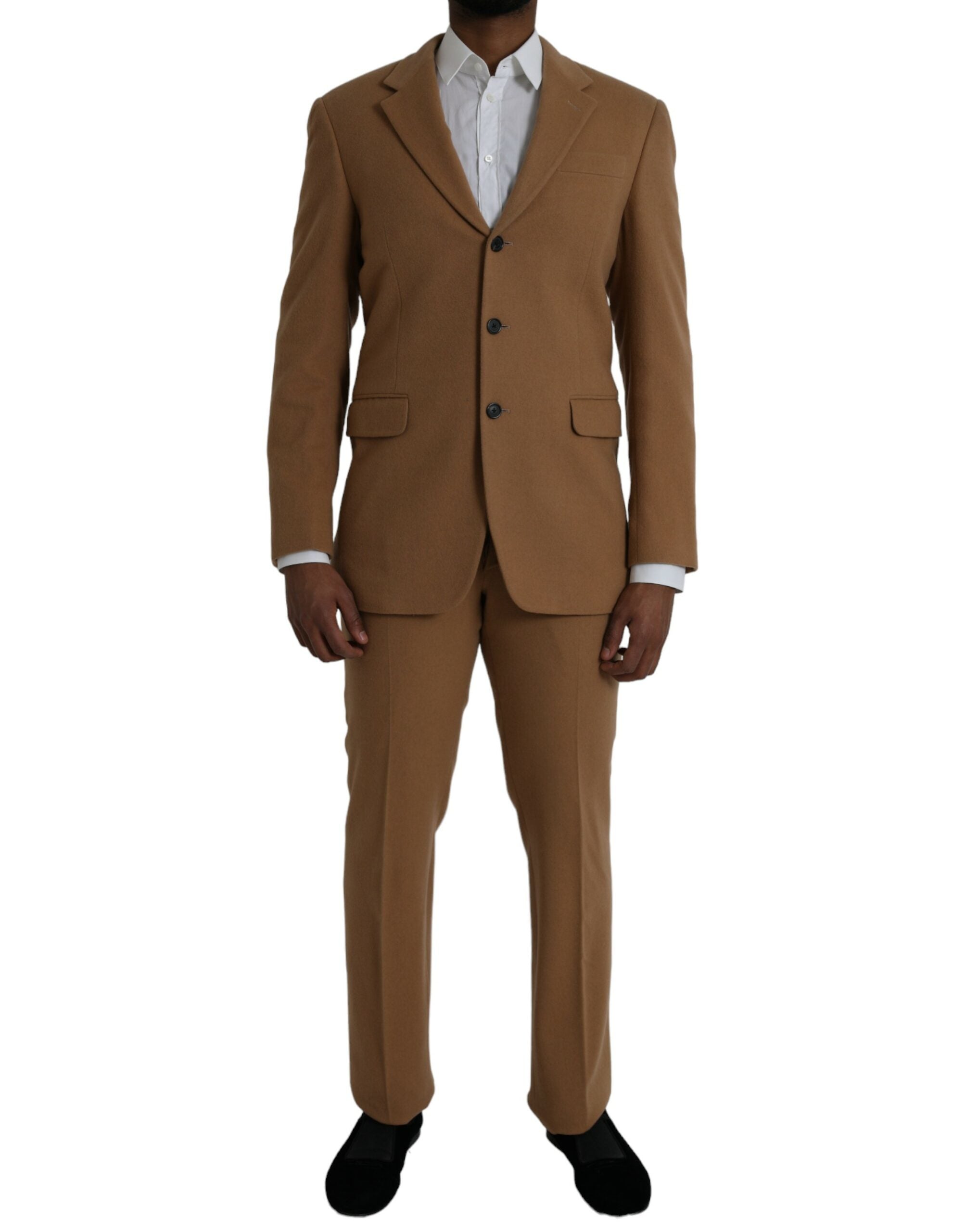 Costume deux pièces Prada en cachemire marron à simple boutonnage