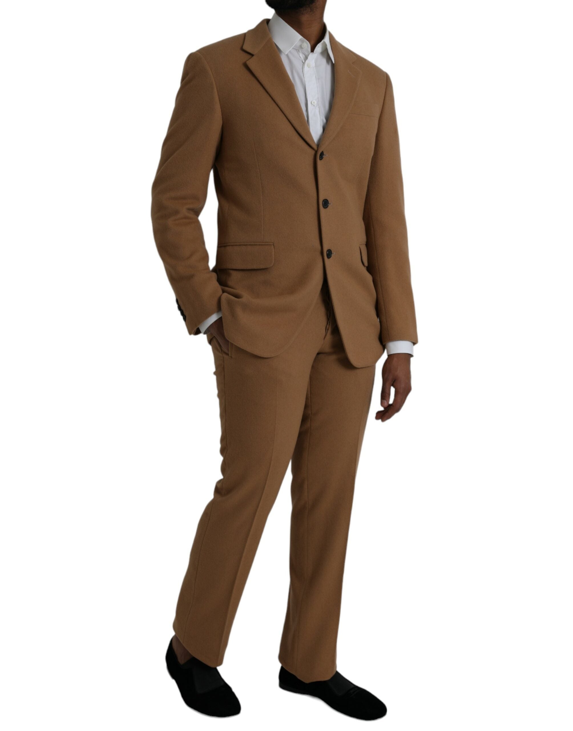 Costume deux pièces Prada en cachemire marron à simple boutonnage