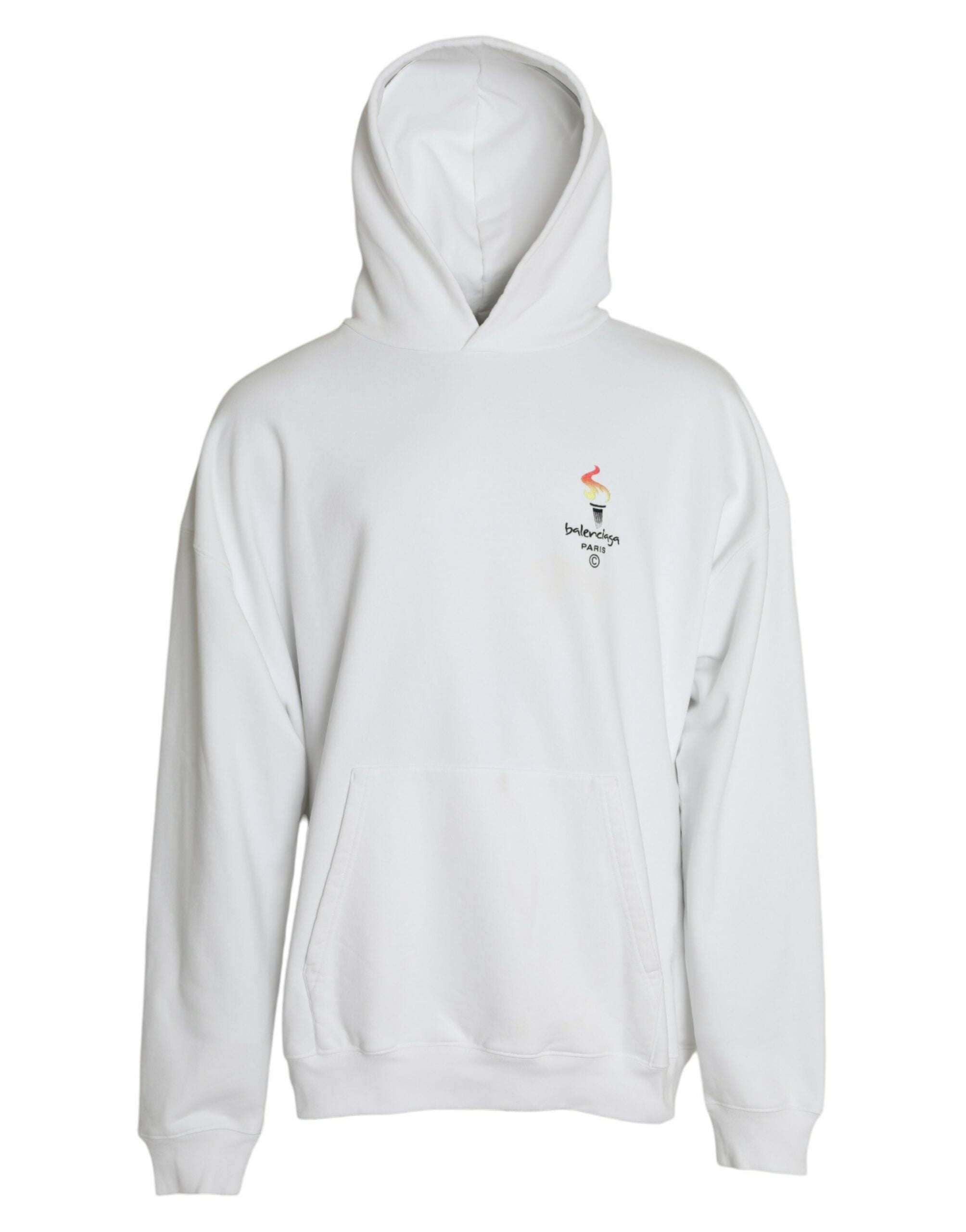Felpa con cappuccio e logo Balenciaga in cotone bianco