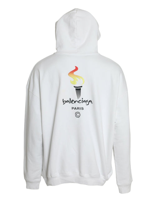 Balenciaga vit huvtröja i bomull med logga