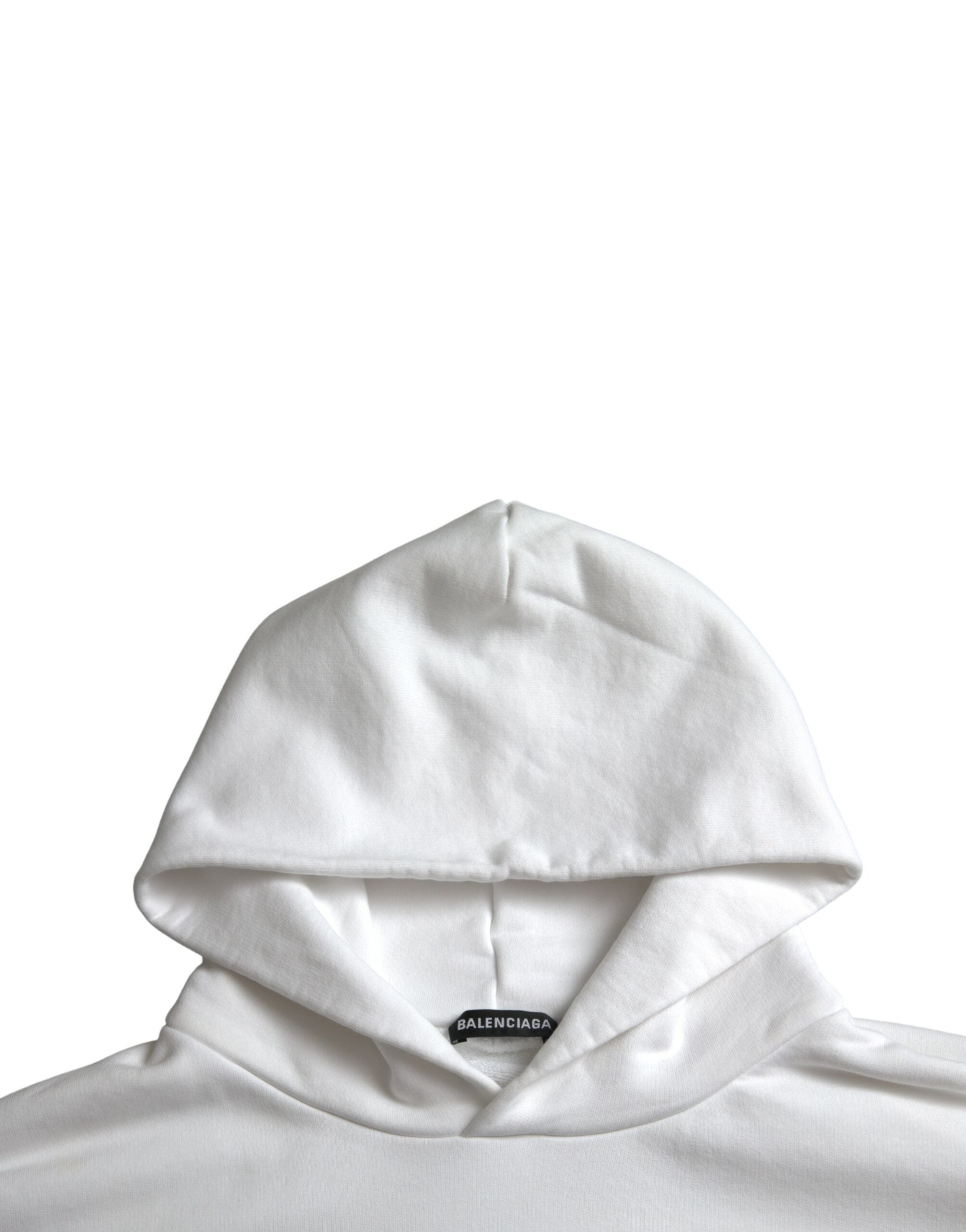 Felpa con cappuccio e logo Balenciaga in cotone bianco