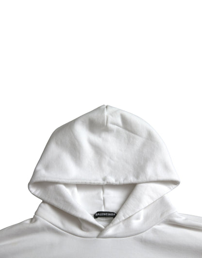 Felpa con cappuccio e logo Balenciaga in cotone bianco