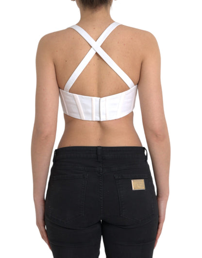 Top corto senza maniche in viscosa bianca Versace