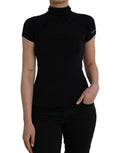 Costume National Maglia a maniche corte in viscosa con collo alto nero