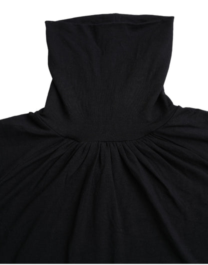 Costume National Maglia a maniche corte in viscosa con collo alto nero