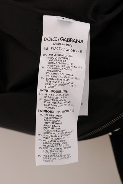 Dolce & Gabbana Black Crystal Floral Pencil Skirt