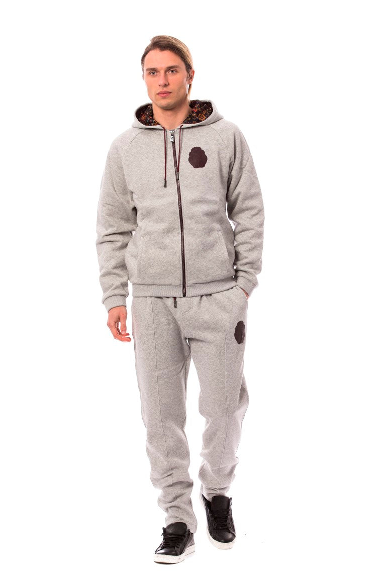 Ensemble de survêtement à capuche en coton gris Billionaire Italian Couture