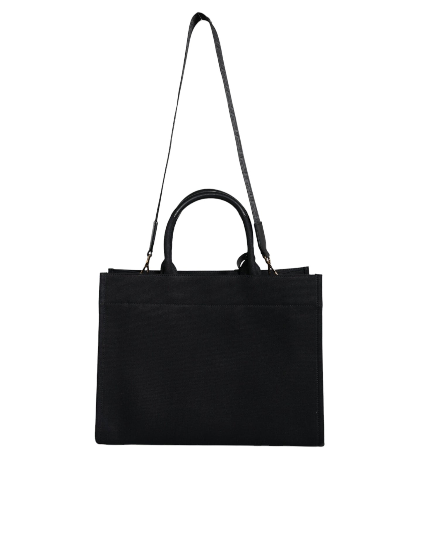 Borsa a tracolla Versace in tela e pelle nera con logo e manico superiore