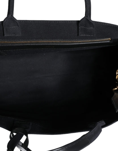 Borsa a tracolla Versace in tela e pelle nera con logo e manico superiore