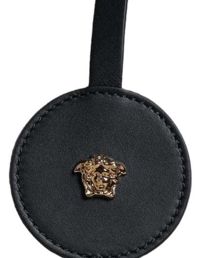 Borsa a tracolla con logo in pelle e tela con manico superiore Versace bianca