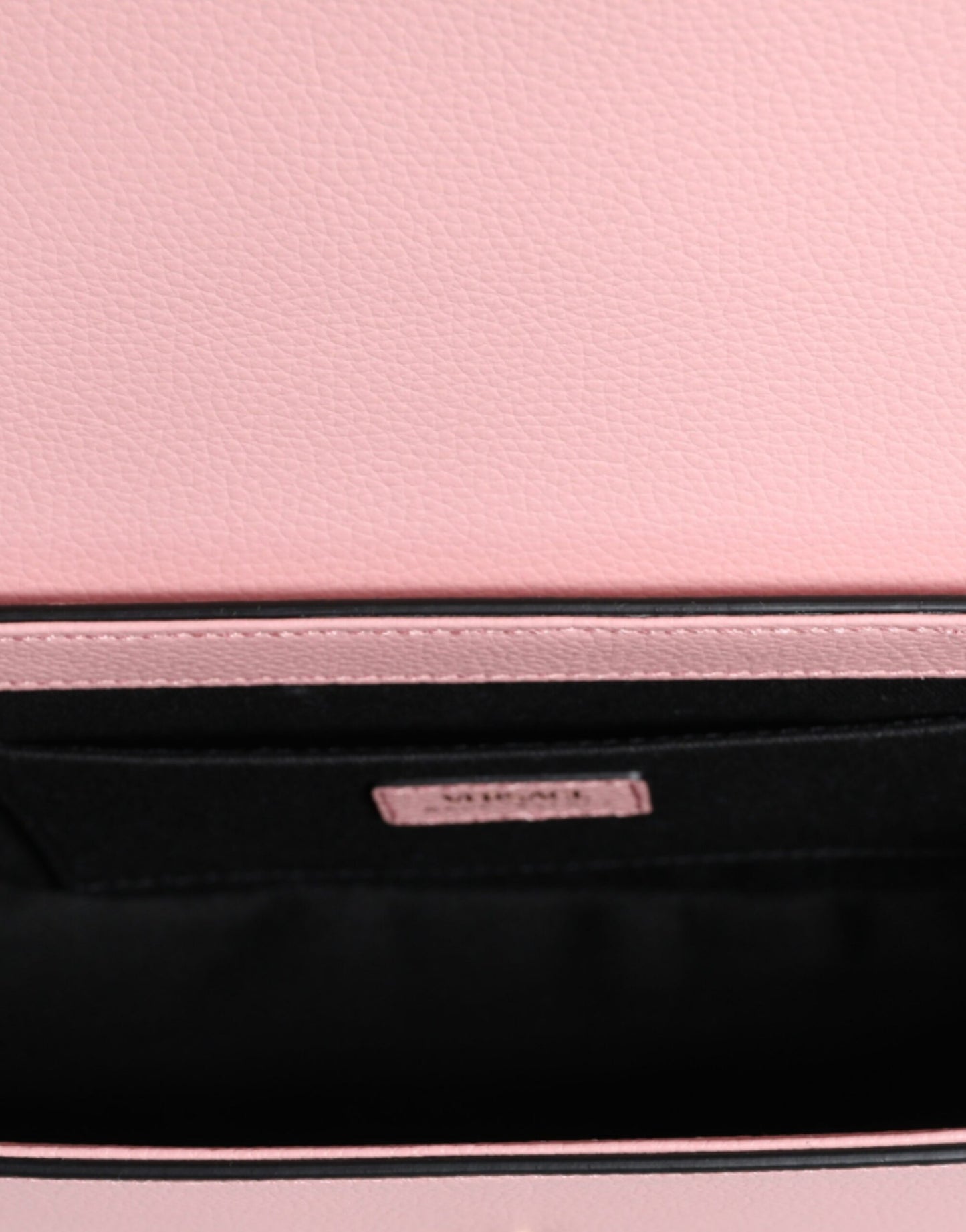 Borsa a tracolla con logo in pelle di vitello granulata rosa Versace