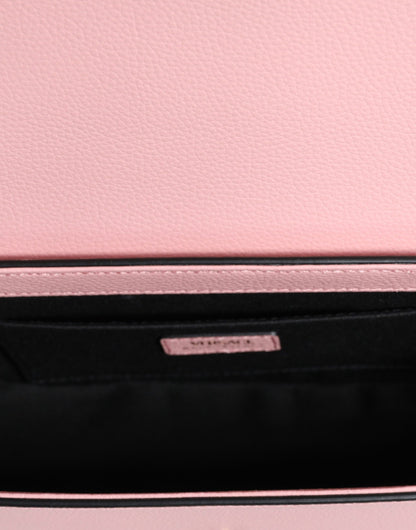 Borsa a tracolla con logo in pelle di vitello granulata rosa Versace