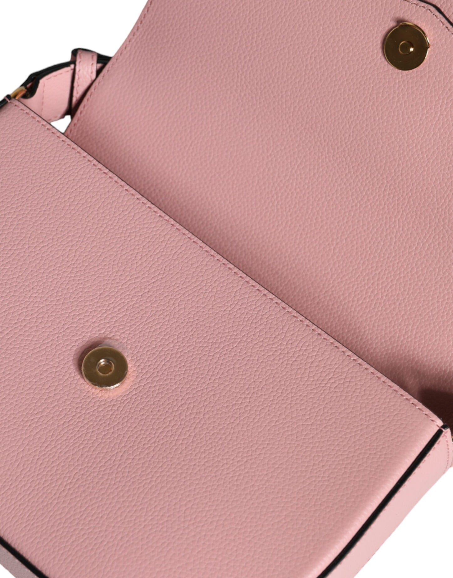 Borsa a tracolla con logo in pelle di vitello granulata rosa Versace