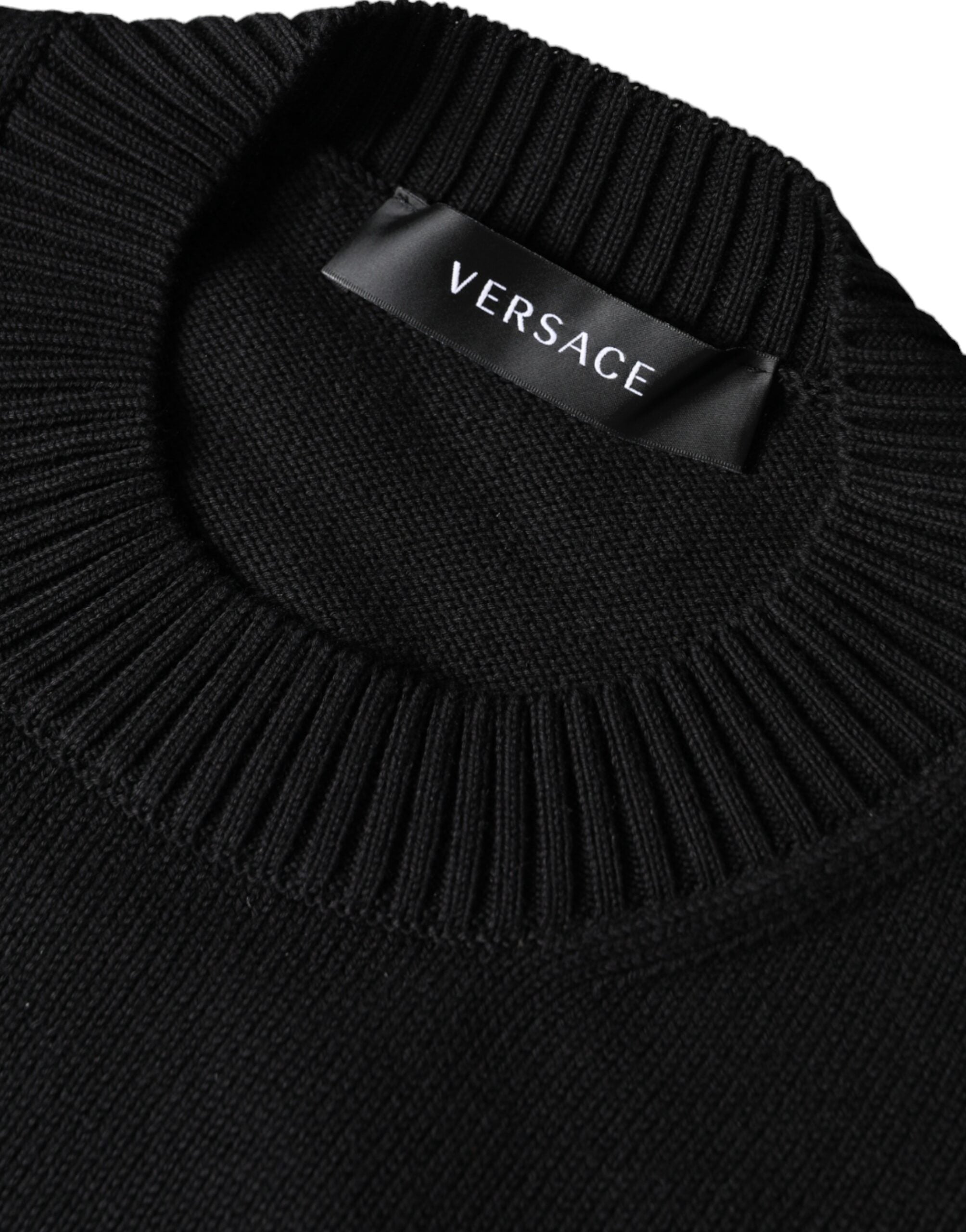 Maglione girocollo con ricamo Medusa nero Versace