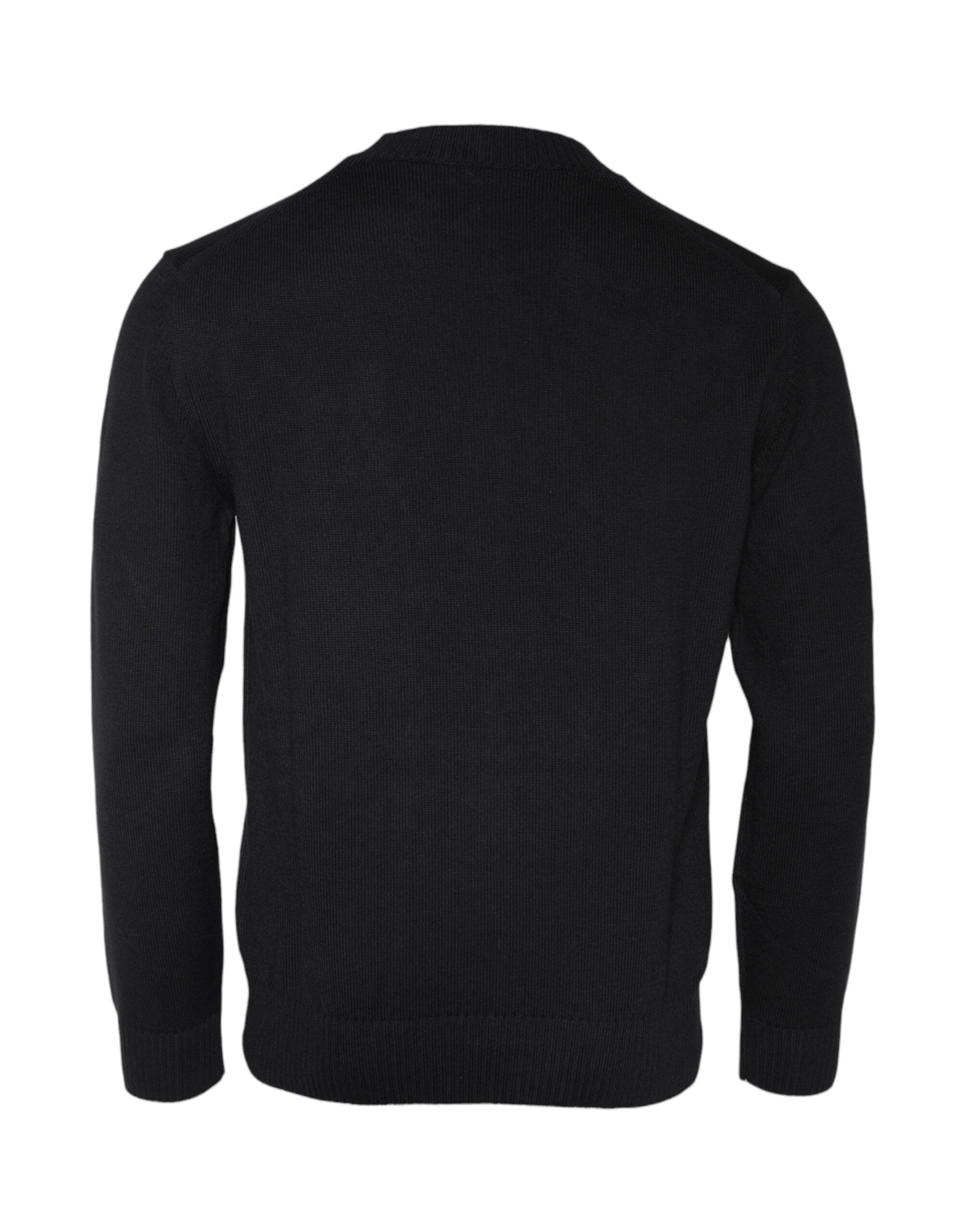 Maglione girocollo con ricamo Medusa nero Versace