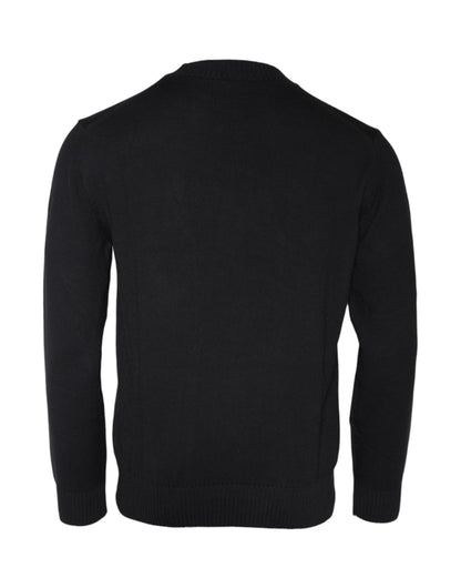 Maglione girocollo con ricamo Medusa nero Versace