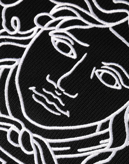 Maglione girocollo con ricamo Medusa nero Versace