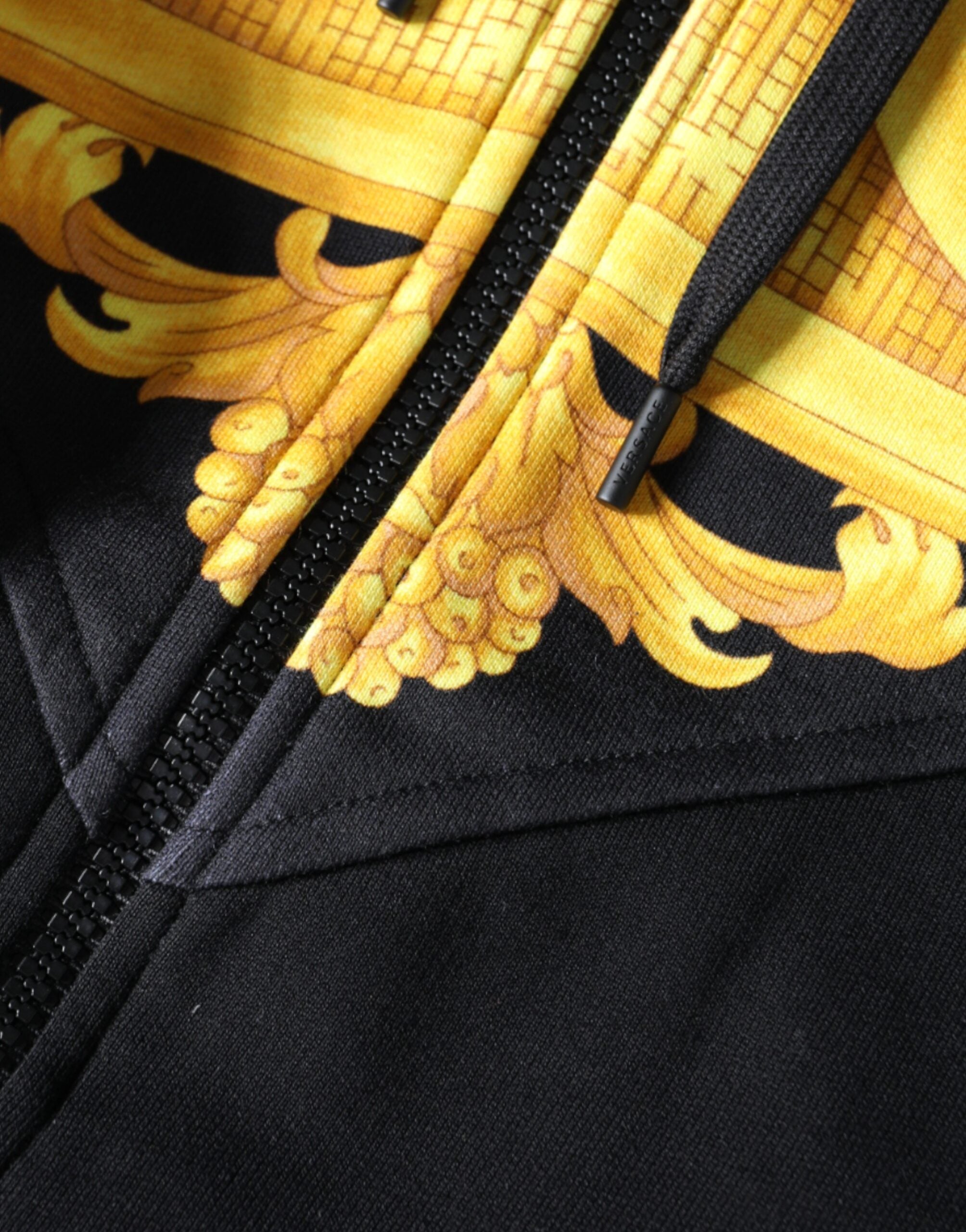 Felpa con cappuccio e zip intera in cotone con stampa Medusa nera Versace