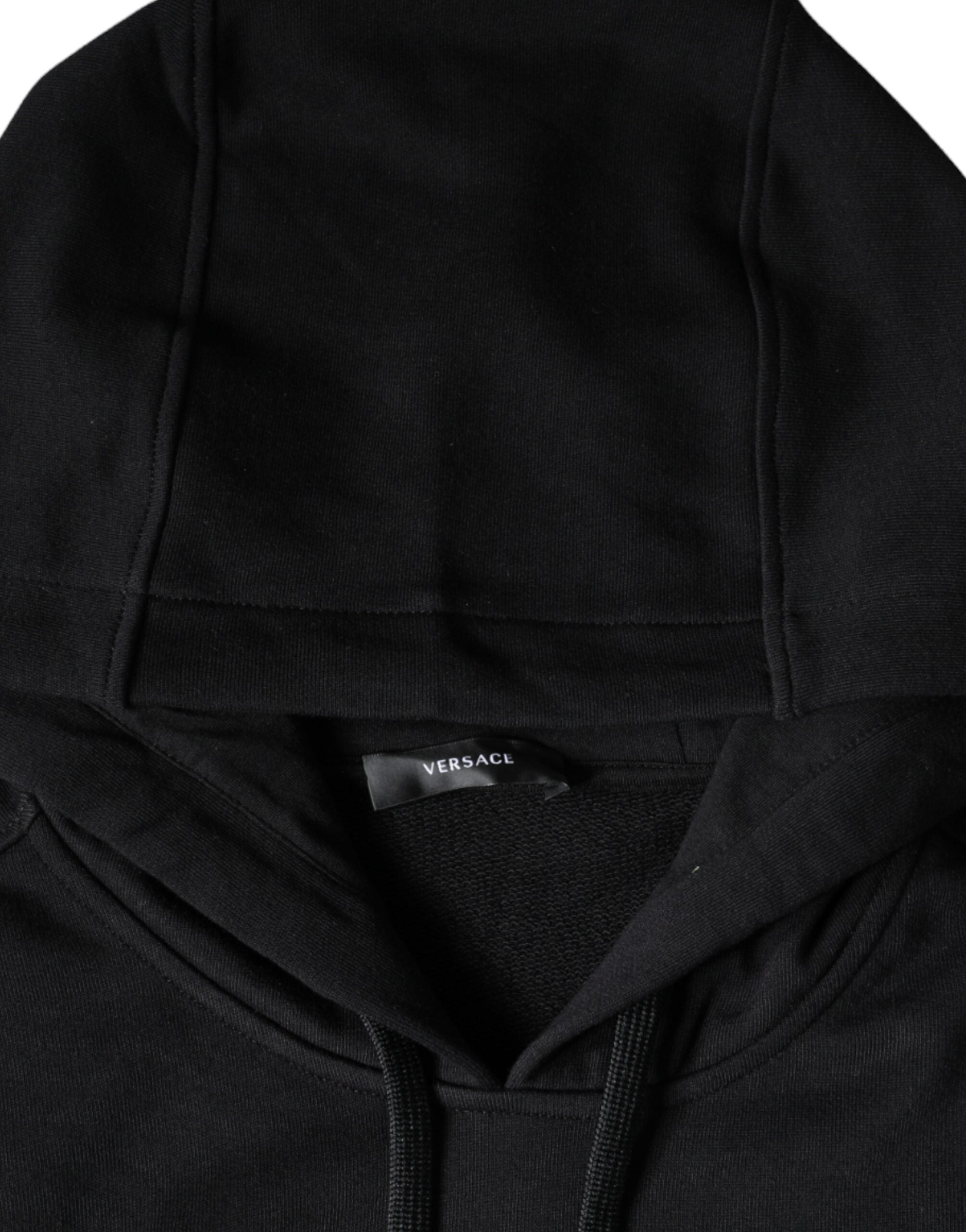 Felpa con cappuccio e maglione in cotone con stampa Medusa nera Versace