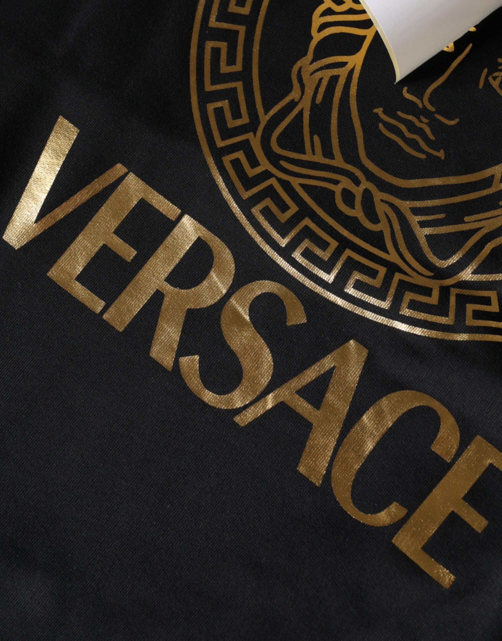 Felpa con cappuccio e maglione in cotone con stampa Medusa nera Versace