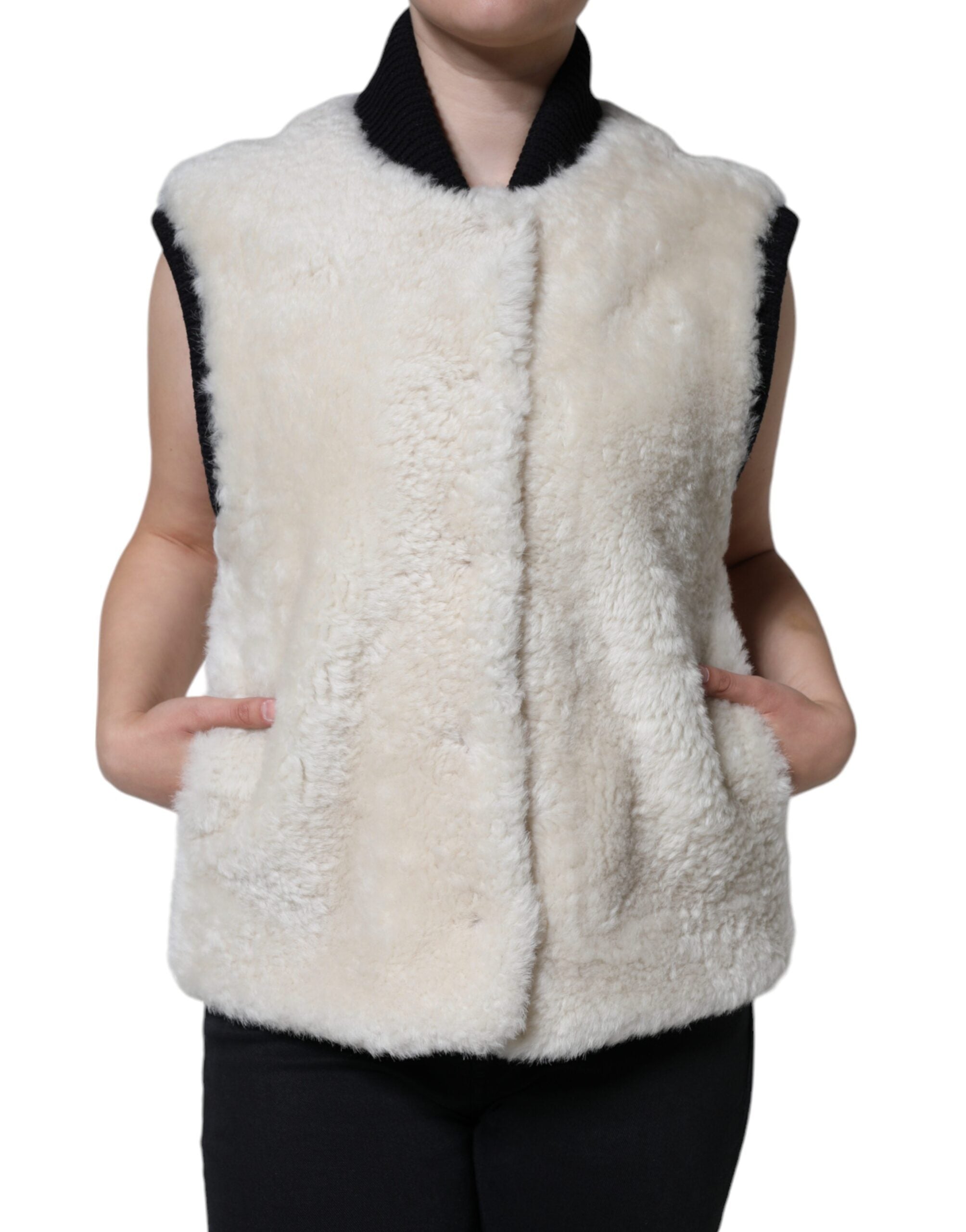 Giacca gilet in pelle di montone Burberry White WARRENFORD