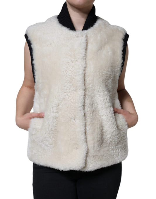 Giacca gilet in pelle di montone Burberry White WARRENFORD