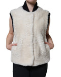 Veste sans manches en cuir lainé blanc Burberry WARRENFORD