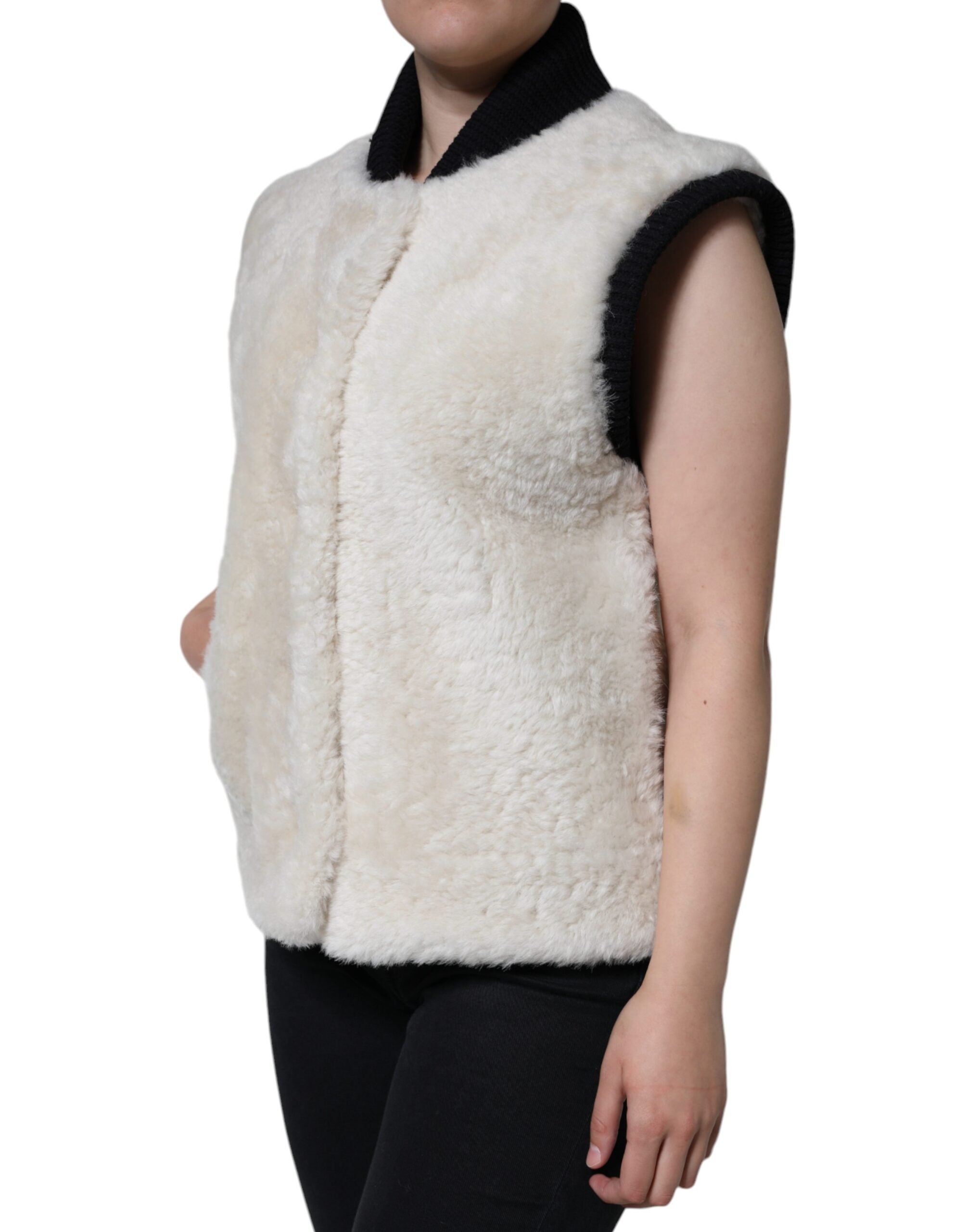 Giacca gilet in pelle di montone Burberry White WARRENFORD