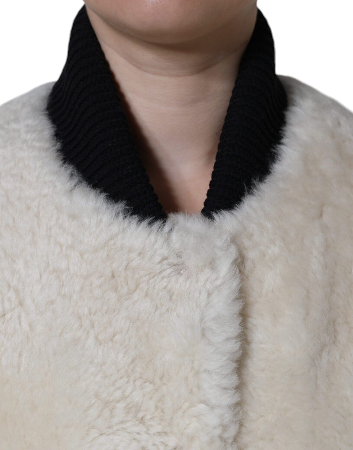 Veste sans manches en cuir lainé blanc Burberry WARRENFORD