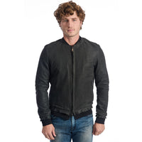 Veste homme Roberto Pepe en cuir d'agneau gris de luxe