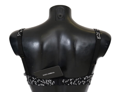 Dolce & Gabbana Black Silk White Lace Stretch Underwear Bra