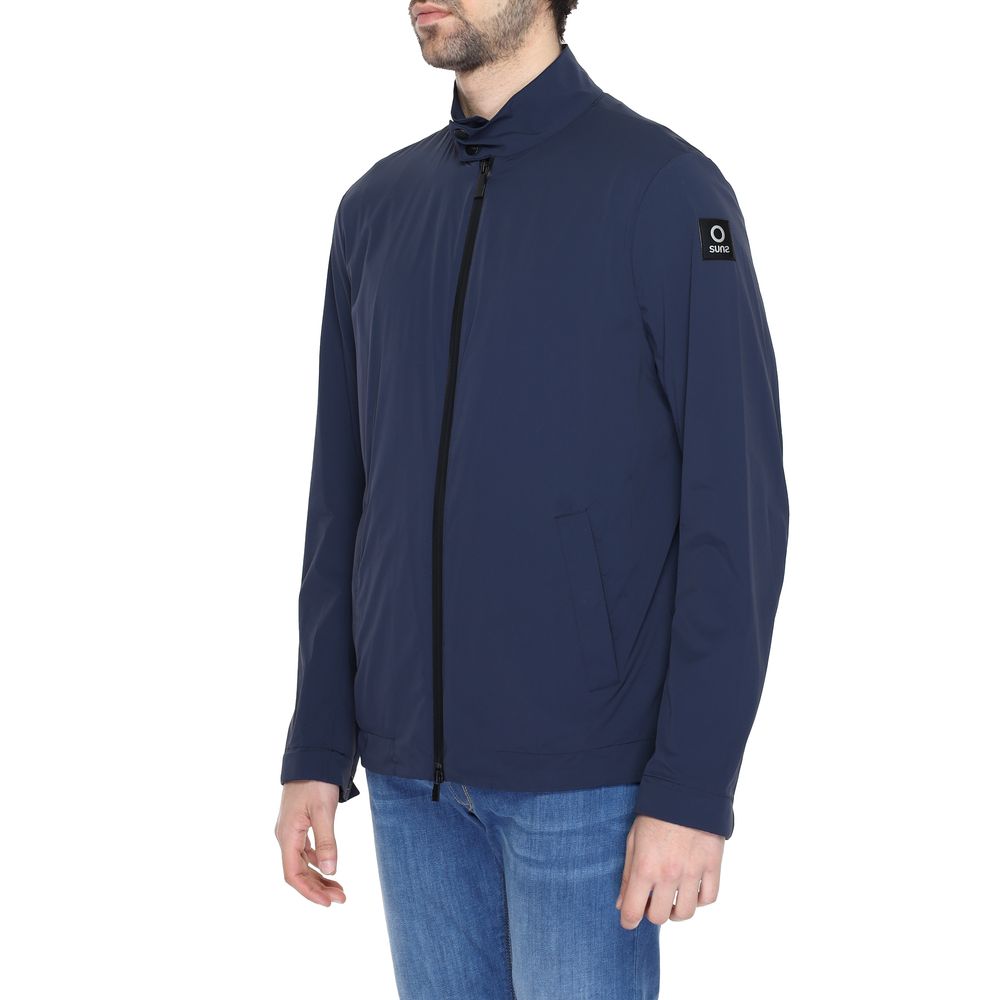 Giacca lunga in nylon blu Suns