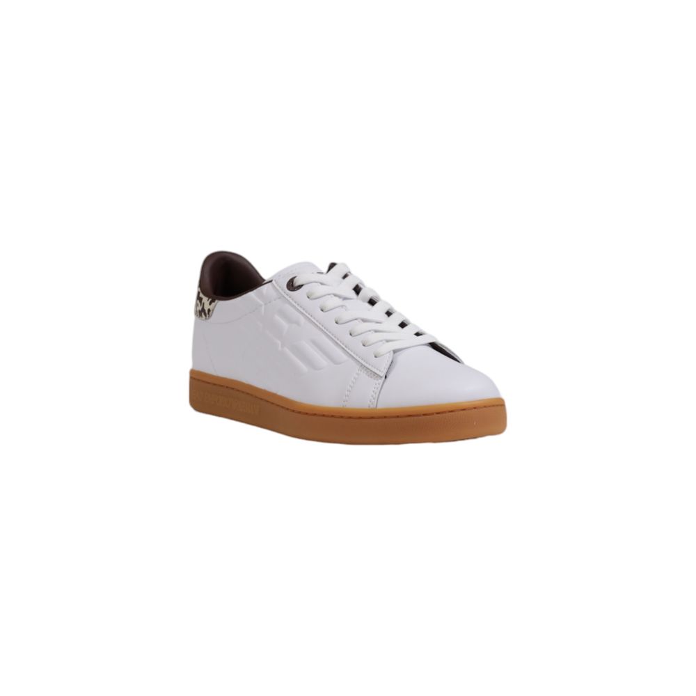Baskets basses en cuir beige EA7 Emporio Armani