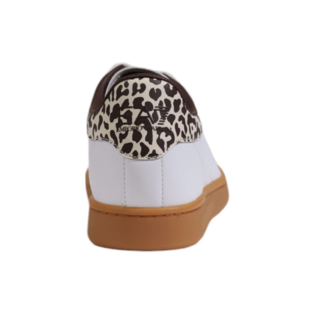 Baskets basses en cuir beige EA7 Emporio Armani