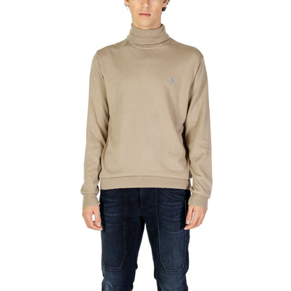 US POLO ASSN. Col roulé beige en coton