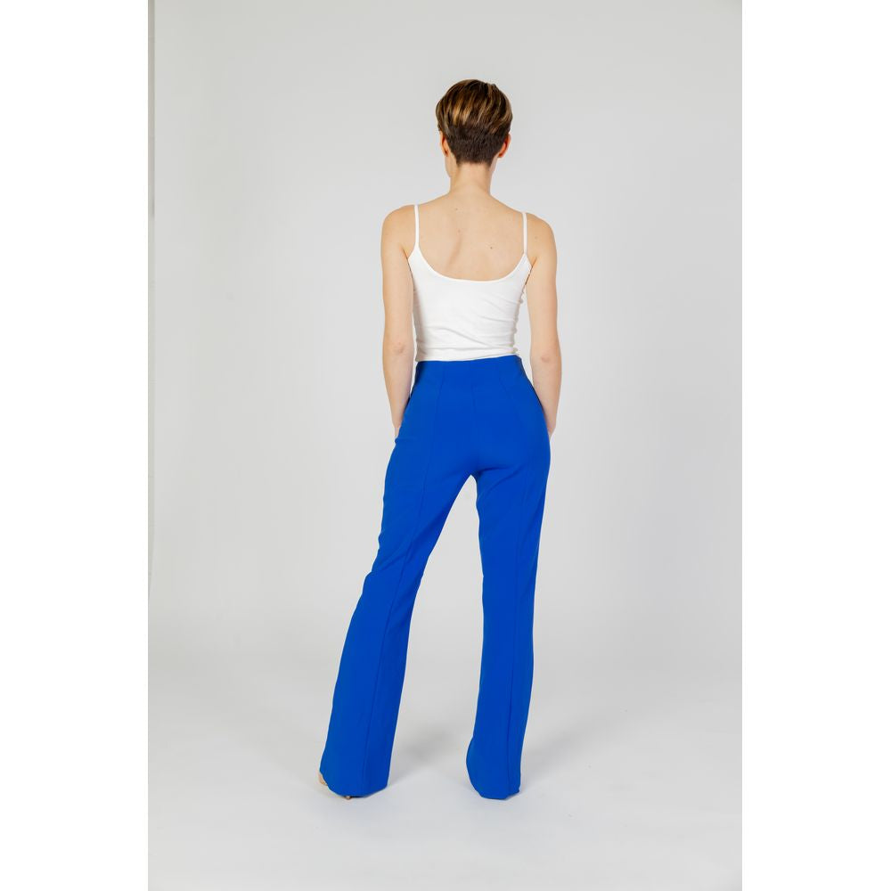 Pantaloni a zampa in poliestere riciclato blu