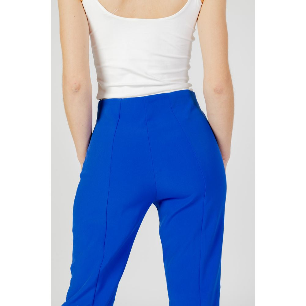 Pantaloni a zampa in poliestere riciclato blu